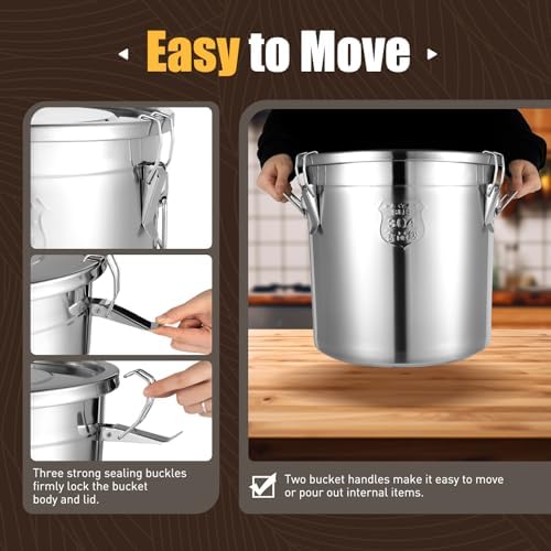 DYNAMI 8.7Gal 304 Stainless Steel Bucket Milk Can with Airtight Lid