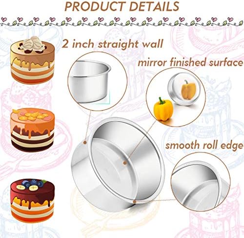 TeamFar 4 Inch Cake Pan, 6 Pcs Stainless Steel Round Baking Cake Pans Set