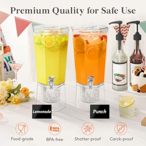 Lifewit 1 Gallon Drink Dispenser for Party with Leak-Proof Spigot, 3 Pcs