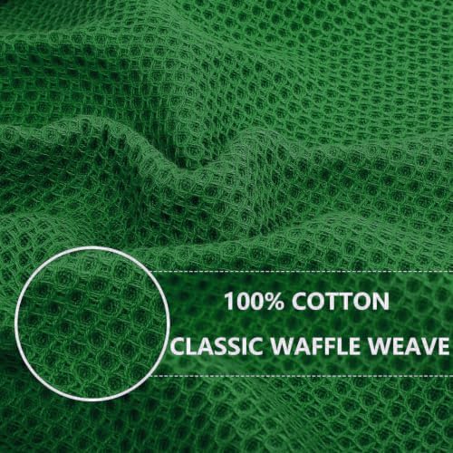 Homaxy 100% Cotton Waffle Weave Kitchen Dish Cloths 6-Pack, Forest