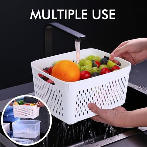 HOTEC 4-Pack Large Fruit Storage Container for Fridge,3.15L