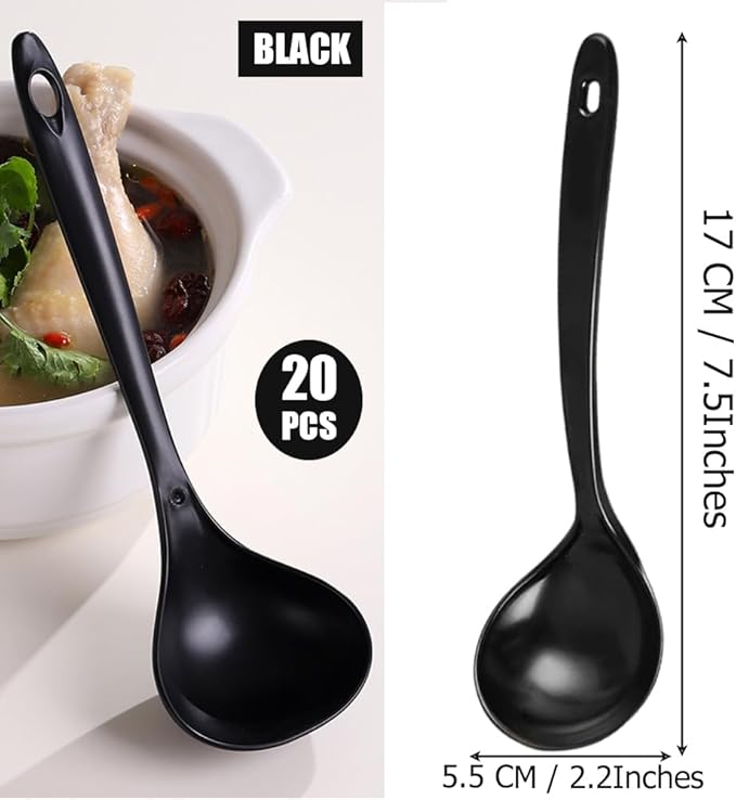 Large Plastic Serving Spoons,Disposable Heavy Duty Serving Spoons,Long Handle Scoop Soup Rice Ladle for Party Catering Buffet Restaurant,20 Pieces