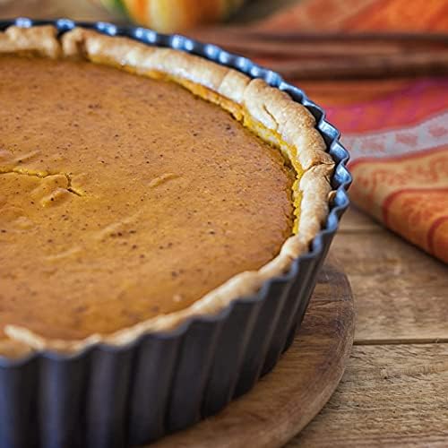 2 Pack 10 Inch Nonstick Tart Pan, Quiche Pan, Carbon Steel Deep-dish Pie Pan with Removable Loose Bottom Quiche Baking Dish
