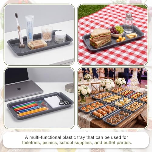 Ziliny 20 Pack Plastic Serving Trays for Party, Reusable Platters, Gray