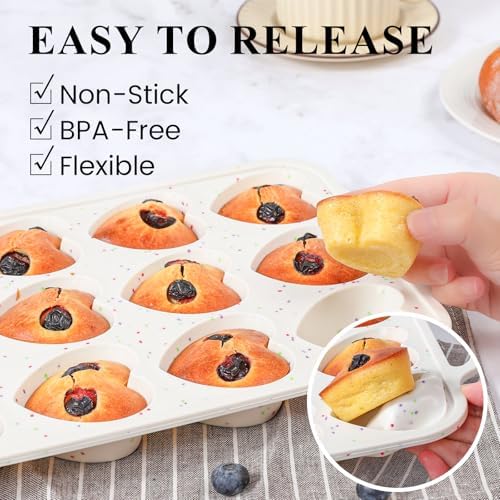 Heart Shaped Muffin Pan, Silicone Heart Mold with Metal Reinforced Frame