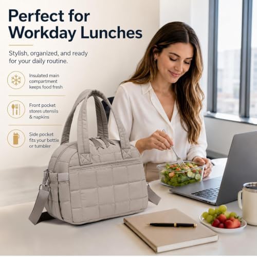 CAMTOP Lunch Box for Women Men Insulated Lunch Bag Lunch Tote Bag Leakproof Thermal Cooler Large Capacity for Travel Work School Picnic (Camel Plaid, Medium)