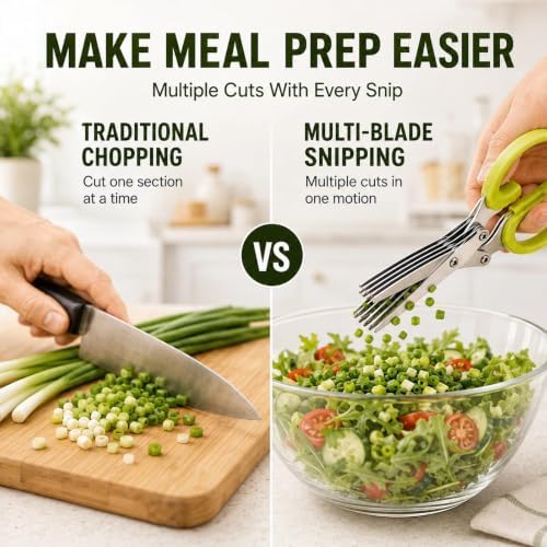 5 Blade Kitchen Herb Scissors, Vegetable Shears with Cleaning Comb