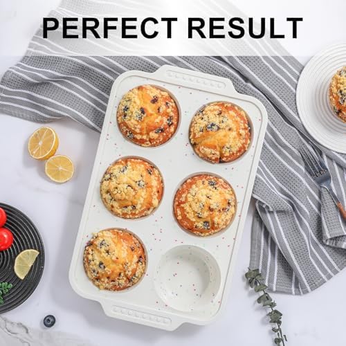 Vinino Silicone Jumbo Muffin Pan with Reinforced Frame for Oven, BPA-Free