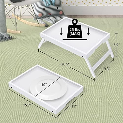 Artmeer FSC 100% Bamboo Bed Trays, Medium, 2-Pack, White