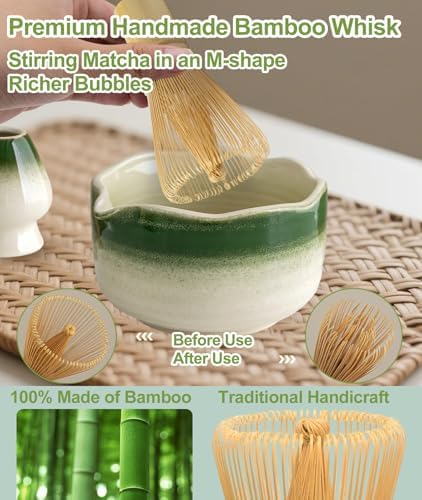 JBER Matcha Set, 7PCS Ceramic Matcha Whisk Set for Matcha Tea Ceremony