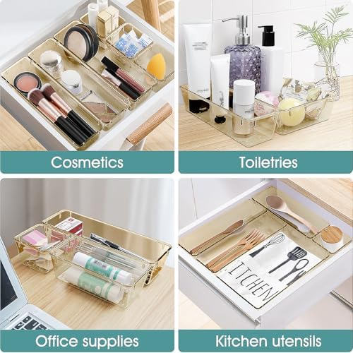 25 PCS Plastic Drawer Organizer Set, Makeup Organizers and Storage Bins