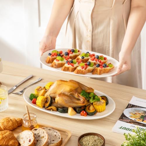 vancasso Ceramic Serving Platters Set of 3, Oval 16/14.7/13.5 Inch, White