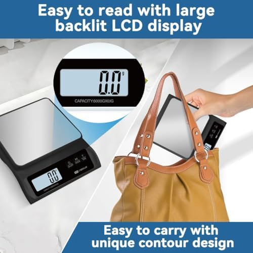 CYBERGIANT 13lb/0.1g Precision Digital Food Scale - Meal Prep Kitchen Baking & Espresso Coffee - Gram Scale with Stainless Steel Platform & LCD Display (Black)