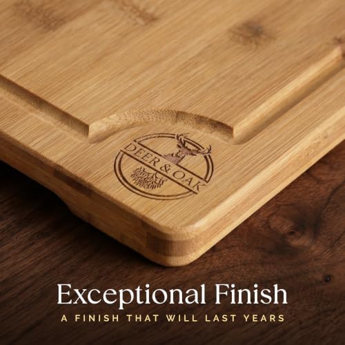 Pre-Oiled, Non Toxic 3-Piece Bamboo Cutting Board Set of 3, Pre-Oiled