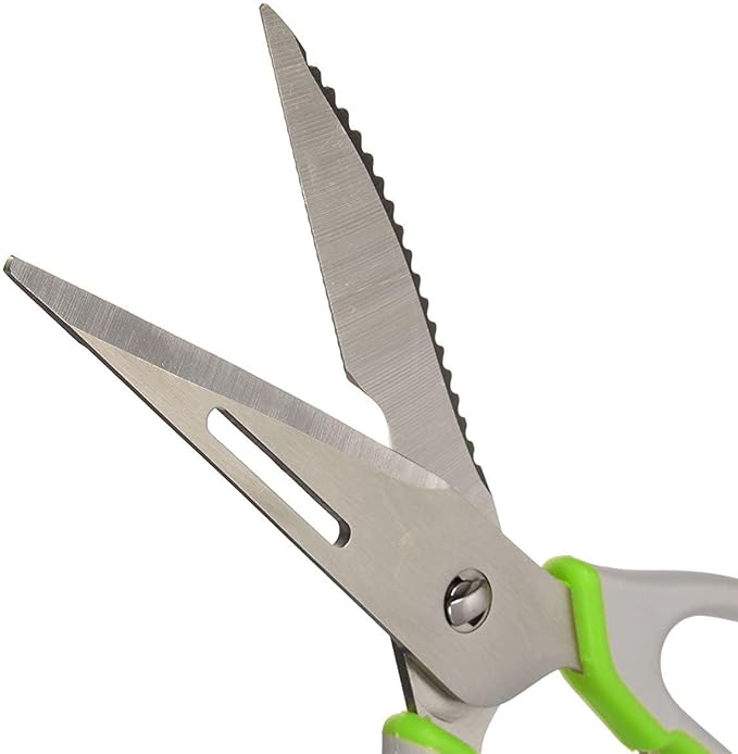 Multifunction Kitchen Food Scissors, Detachable Stainless Steel Heavy Duty Culinary Scissors, 7-in-1 Household Shears with Magnetic Holder, for Cut Poultry Meat Bone Vegetables Fruit Seafood (green)