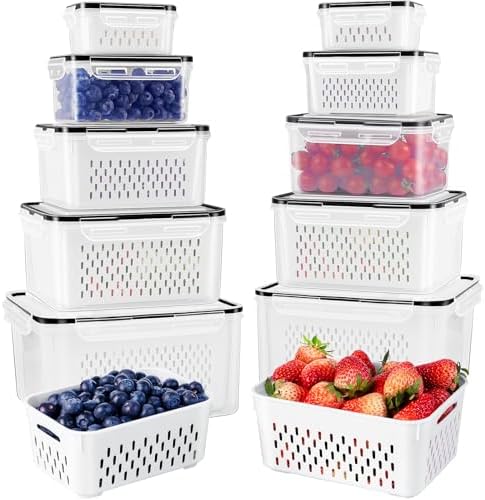 Freshmage Fruit Storage Containers for Fridge with Removable Colander 10