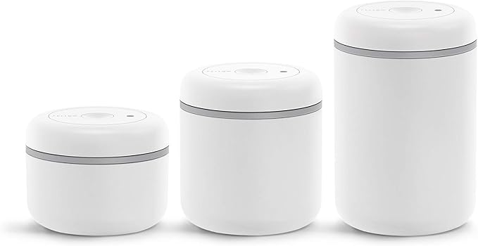 Fellow Atmos Vacuum Coffee Canister & Food Storage Container - 0.4 Liter Canister holds up to 6 oz of Coffee Beans - Airtight Food Storage Containers - Containers - 0.4 Liter - Matte White