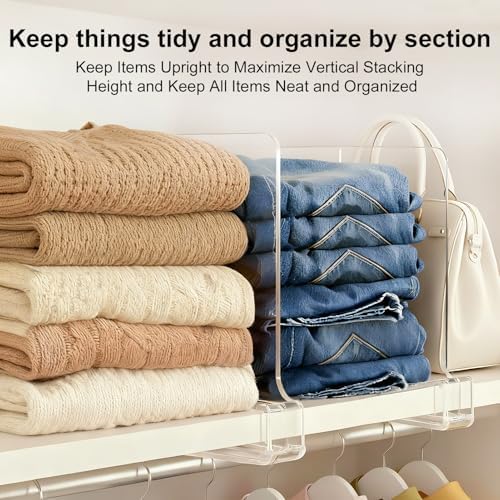 Purse Organizer for Closet Shelf Dividers: Clear Acrylic 16-Pack