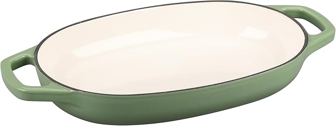 Enameled Cast Iron Oval Dutch Oven Pot with Lid, Dutch Oven for Sourdough Bread Baking, Bread Oven, Bread Dutch Oven, Oval Bread Pan, 5qt, Pistachio Green