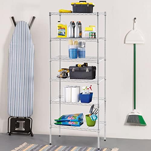 BestOffice | 6-Tier Wire Shelf | 13" x 23" x 59 | Chrome