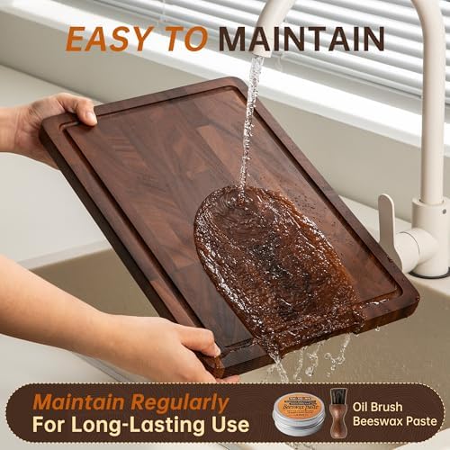 THETCHRY Walnut Wood Cutting Board Set, End Grain Cutting Board for Kitchen