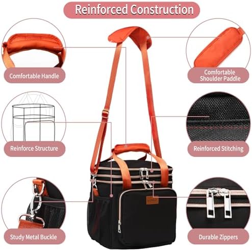 GLENKEY Expandable Lunch Box Insulated Leakproof Cooler Bag Work Outdoor