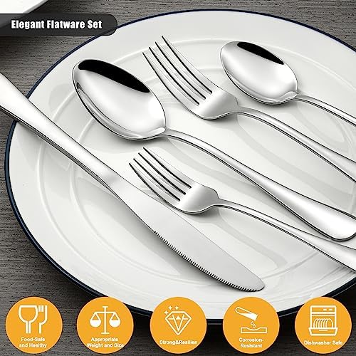 Compralo Silverware Set for 12, Stainless Steel 60 Piece Flatware Set