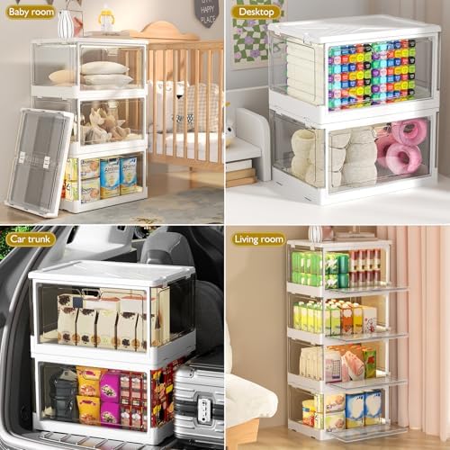 Kmiectse Clear Storage Bins with Lids 3 Pack 【Stackable & Sturdy】