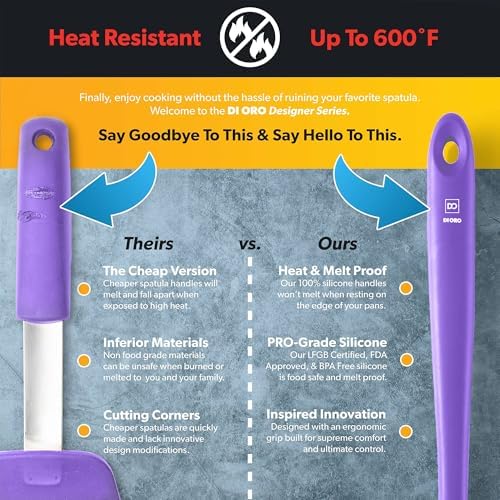 DI ORO Silicone Ladle - Soup & Serving, 600F Heat Resistant, Lavender