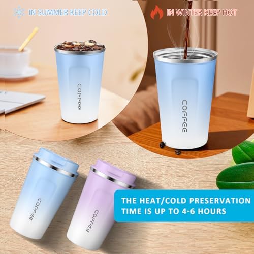 CS COSDDI 12 oz Coffee mug - Stainless Steel Coffee Cup with Leakproof Lid