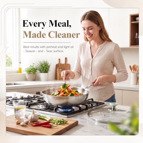LemonRoad Titanium Wok 12" Hammered Titanium Pans for Cooking