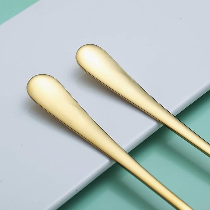 Gold Salad Server Set, Berglander Stainless Steel Salad Serving Set With Titanium Gold Plating, Salad Servers, Salad Spoon, Salad Fork, Pack of 2 (Shiny Gold)