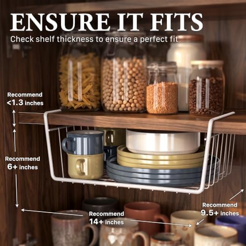 Simple Houseware 6PK Under Shelf Basket, White