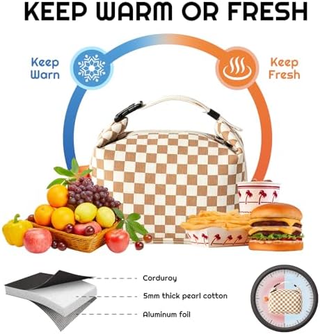 SUOXU Insulated Lunch Bag, Reusable Thermal Lunch Box Tote for Women & Men, Large Capacity Leakproof Cooler Bag for Work, Picnic Travel