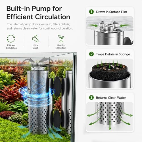 FZONE Aquarium Surface Skimmer with 4-Speed Controller for Planted Tanks
