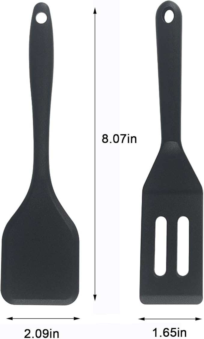 （2 Pack） Heat-Resistant Flexible Silicone Spatula for Baking, Cooking, Small Silicone Spatula Kitchen Utensils for Cookies & Brownies, Mini Rubber Spatulas for Nonstick Cookware (Black)