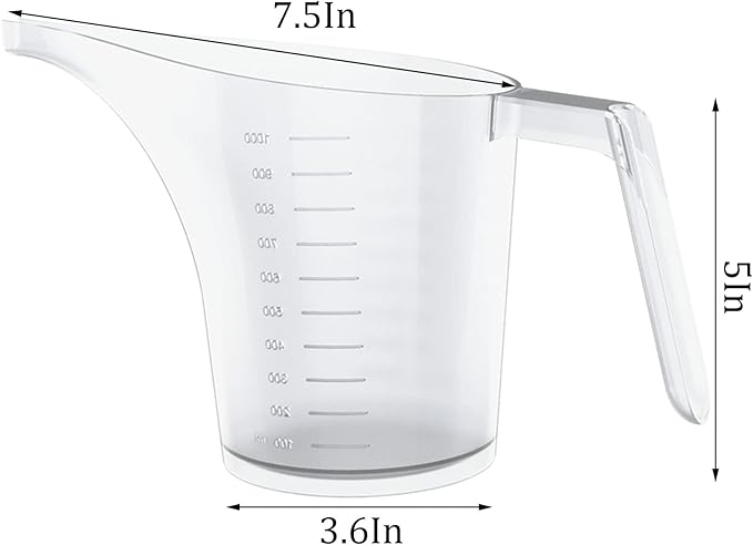 WUWEOT 12 Pack Measuring Funnel Pitcher, 33OZ Easy Pour Measuring Cup with Long Spout for Soap Cakes Making, Filling Muffin Pans, Bakeware Molds, Oils, Fluids (1000ml)