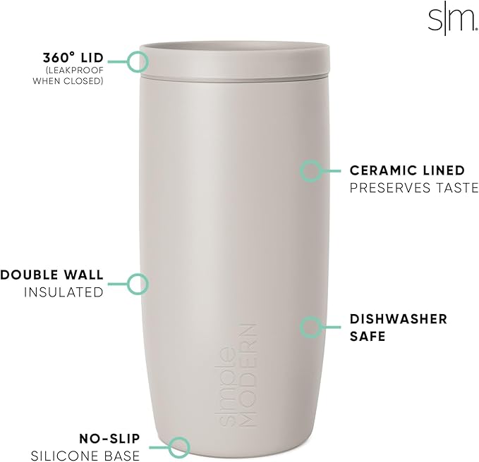 Simple Modern Halloween Signature Voyager | 16oz Travel Coffee Mug Tumbler with 360° Lid | Gifts for Women Men | Ceramic-Lined Insulated Stainless Steel Cold Brew Iced Coffee Cup | Spiderwebs