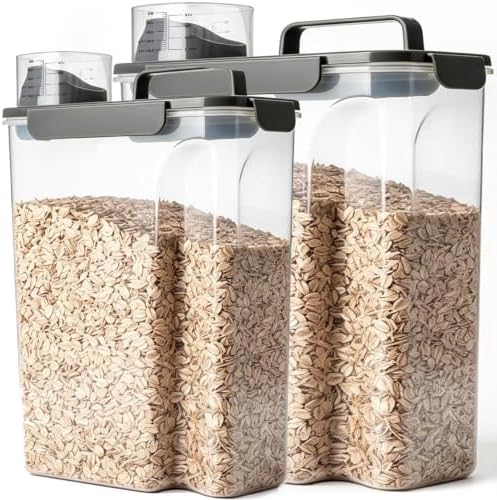 Komzon Rice Storage Containers, Airtight Cereal Containers Storage 20+10 lb Extra Large, BPA Free Rice dispenser with Pouring Spout, Pet Dog Cat Bird Food Container