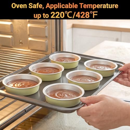 Beasea Aluminum Foil Ramekins Tart Tin, 100 Pack 7.3oz 215ml Disposable Baking Cups Only, 4 Inch Mini Ramekin No Lids Cupcake Baking Pie Cups for Party - Sage Green