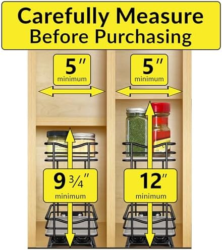 LYNK PROFESSIONAL® Pull Out Spice Organization for Cabinets - 4-3/8 inch Wide – Spice Rack for Inside Cabinets, Slide Out Spice Rack Organizer for cabinet – Pull Out Spice Rack, Sliding 2 Tier Black