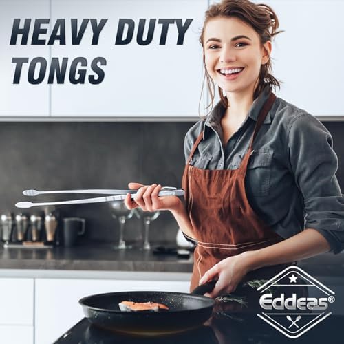 Eddeas Kitchen Tweezers Tongs, Cooking Tweezers Stainless Steel - 3 Size 12'' 10'' & 8 inch Ideal for Meat, pasta, plating and pinching delicate small pieces of food, Set of 3 (Pack of 2)