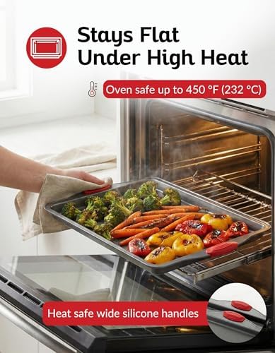 Boxiki Kitchen Nonstick Baking Sheet Pan Heavy-Gauge Carbon Steel, Warp, Dent, and Rust-Resistant Gourmet Rimmed Half Cookie Sheet Tray, Non-Toxic for Exceptional Baking Performance - 15x10 Inch