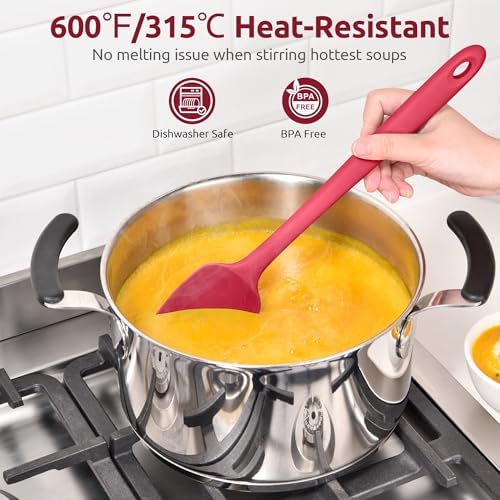 U-Taste 14" Long Silicone Spoonula, 600°F High Temp Spoon Spatula, Red