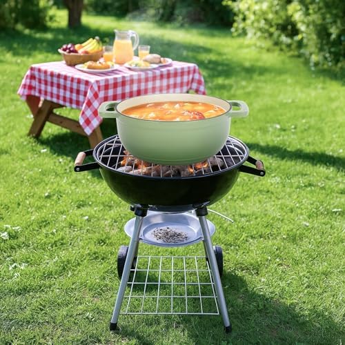 Bonnlo Round Dutch Oven, Enameled Cast Iron Dutch Oven Pot with Lid & Dual Handles, Oven Safe Up to 500° F, for Sourdough, Bread Baking, Stews and Roasting (Green, 5 Quart)