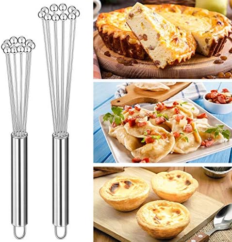 Patelai 2 Pieces Stainless Steel Ball Whisk Wire Egg Whisk Set