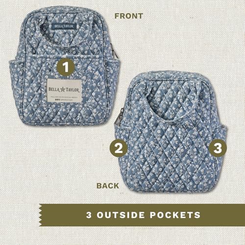 Bella Taylor Lunch Tote, Quilted Lunch Bag, Heritage Blue Floral