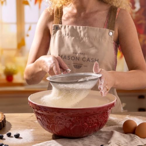Mason Cash In the Pumpkin Patch S18 Mixing Bowl, Cranberry, Stoneware, 2.85 Qt, Embossed Pumpkin Design