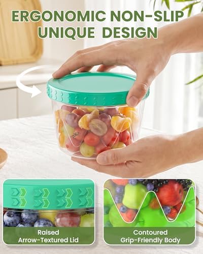 13 Pack-17/10/5/2.7oz Reusable Freezer Storage Containers, Airtight Plastic Food Sauce Salad Dressing Storage Containers with Twist Top Lids, BPA Free, Stackable, Leakproof, Microwave/Dishwasher Safe