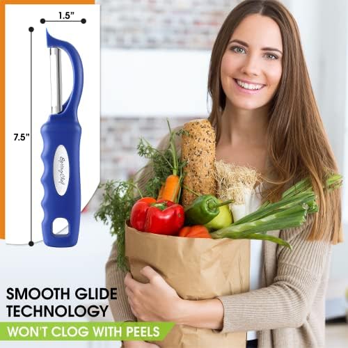 Spring Chef Swivel Potato Peeler with Soft Grip Handle, Set of 2, Sapphire